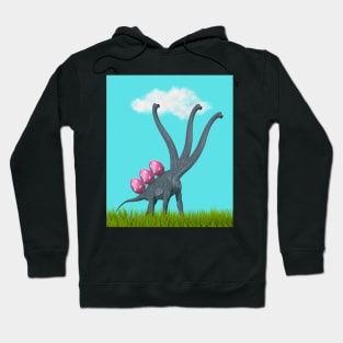 3-necked dinosaur carrying 3 easter eggs | Happy Easter Hoodie